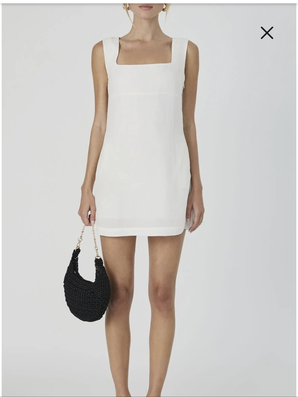 French Connection Summer White Birdie Linen Blend Square  Neck Dress Size 2 NWT